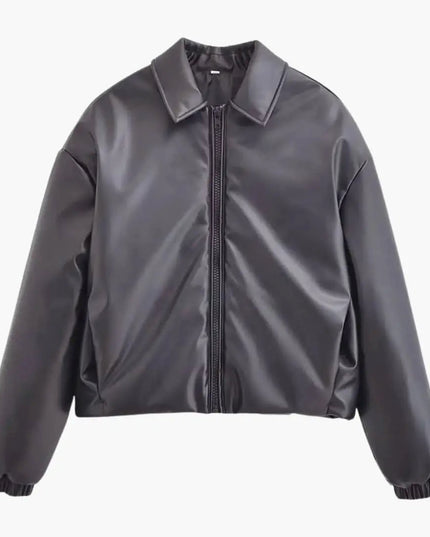 Women’s Simple Bomber Jacket with Relaxed Fit