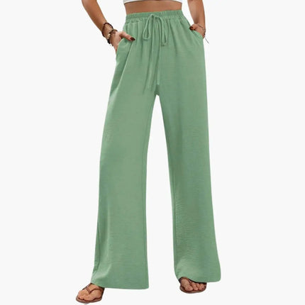 Women’s Wide-Leg Palazzo Pants with Stretch Waist and Side Pockets