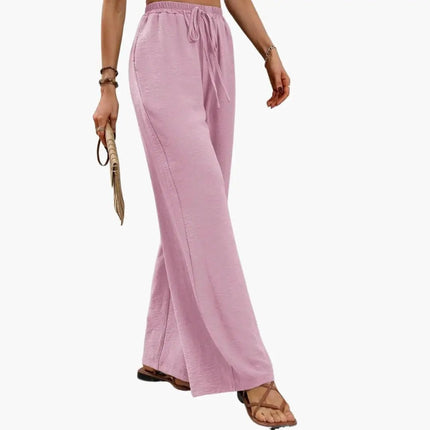 Women’s Wide-Leg Palazzo Pants with Stretch Waist and Side Pockets