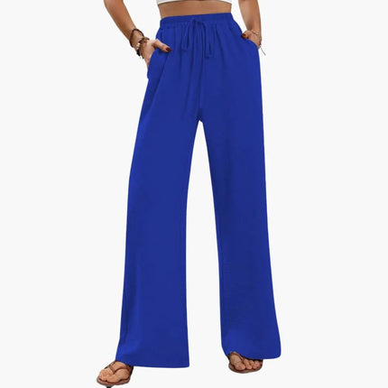 Women’s Wide-Leg Palazzo Pants with Stretch Waist and Side Pockets