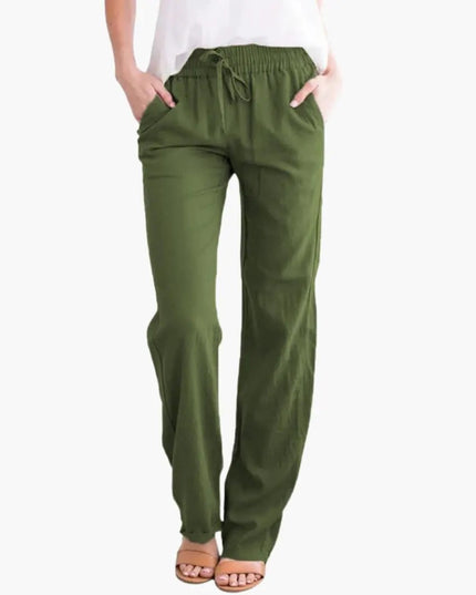 Women’s Wide-Leg Pants with Elastic Waist and Pockets