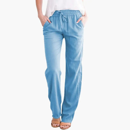 Women’s Wide-Leg Pants with Elastic Waist and Pockets