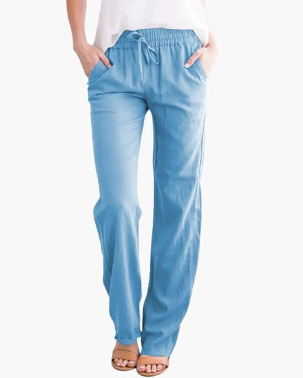 Women’s Wide-Leg Pants with Elastic Waist and Pockets