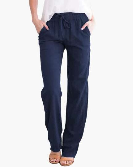 Women’s Wide-Leg Pants with Elastic Waist and Pockets
