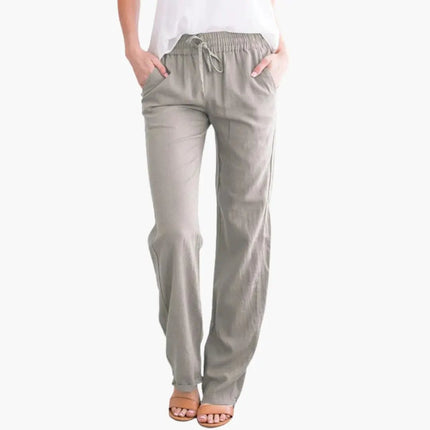 Women’s Wide-Leg Pants with Elastic Waist and Pockets
