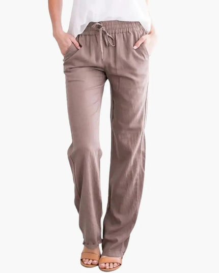 Women’s Wide-Leg Pants with Elastic Waist and Pockets