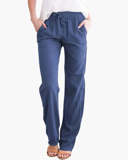 Women’s Wide-Leg Pants with Elastic Waist and Pockets