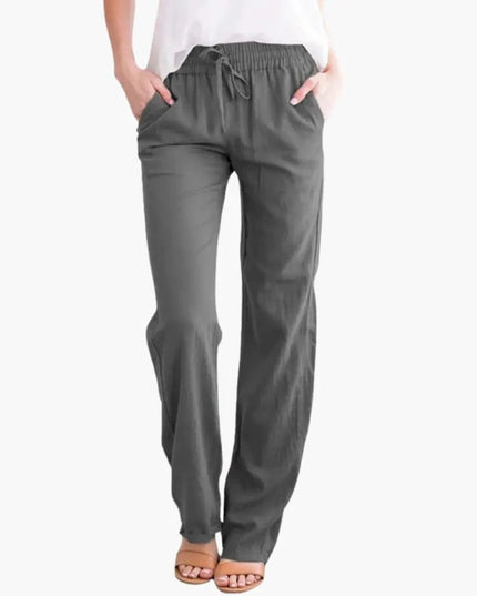Women’s Wide-Leg Pants with Elastic Waist and Pockets