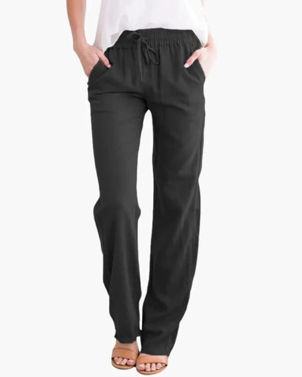 Women’s Wide-Leg Pants with Elastic Waist and Pockets