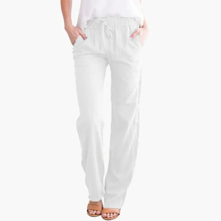 Women’s Wide-Leg Pants with Elastic Waist and Pockets