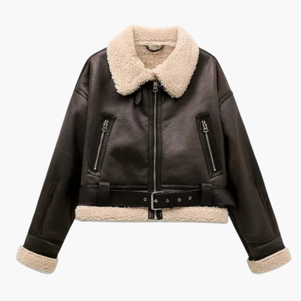 Women’s Zip Jacket with Belted Hem and Inner Lining