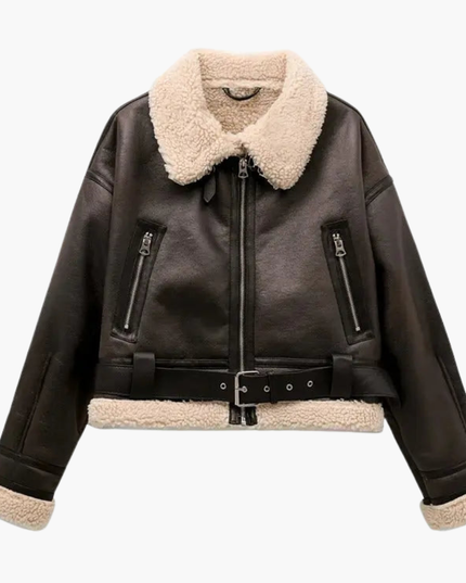 Women’s Zip Jacket with Belted Hem and Inner Lining