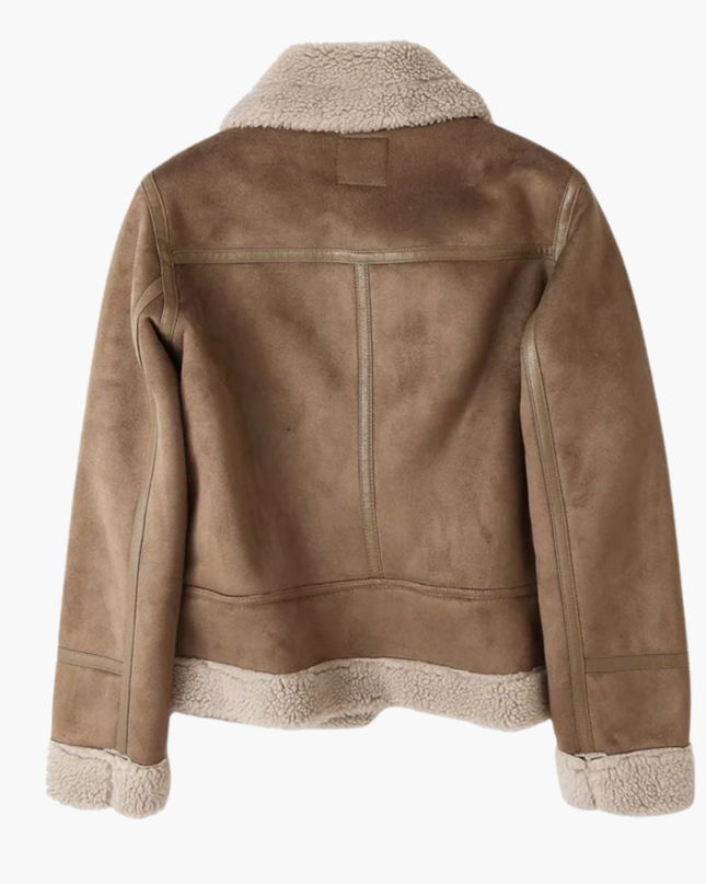 Women’s Zip Jacket with Plush Inner Layer and Adjustable Belt Hem