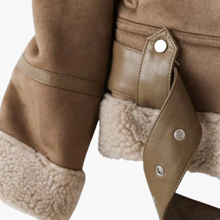 Women’s Zip Jacket with Plush Inner Layer and Adjustable Belt Hem