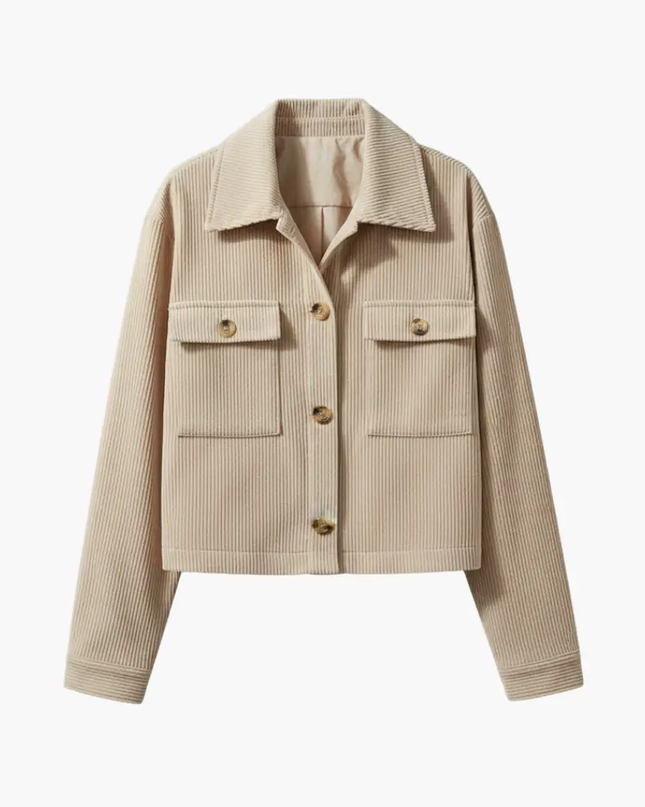 Women’s Corduroy Transitional Jacket with Lapel Collar