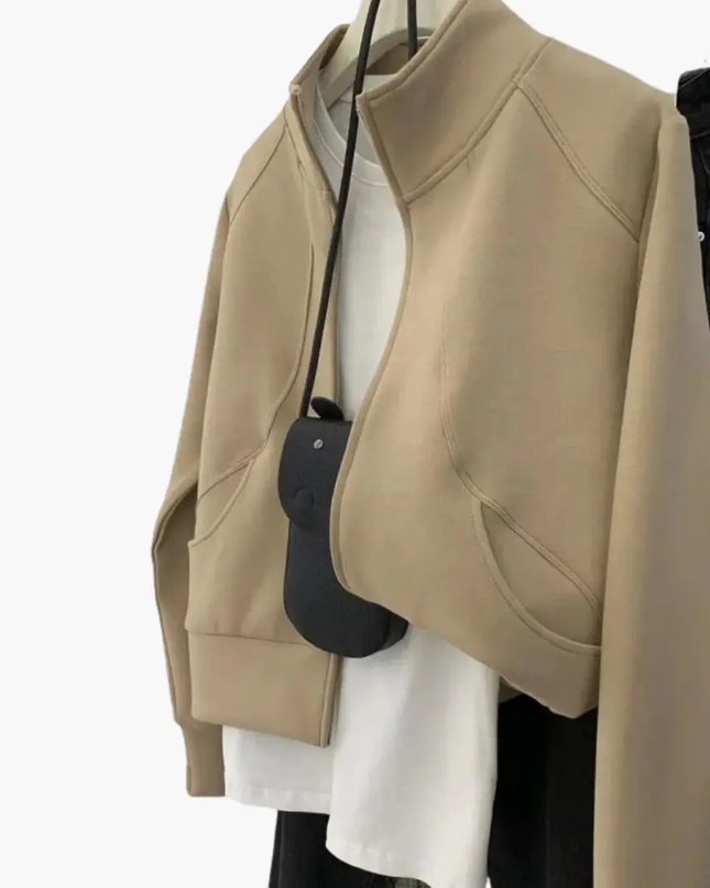 Women’s Bomber Jacket with Pockets and Zipper Closure