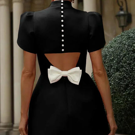 Hanna | Mini Dress with Open Back Bow Detail