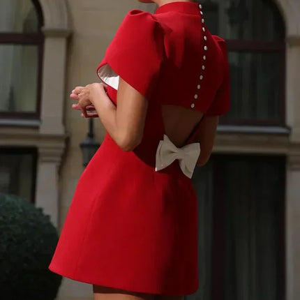 Hanna | Mini Dress with Open Back Bow Detail