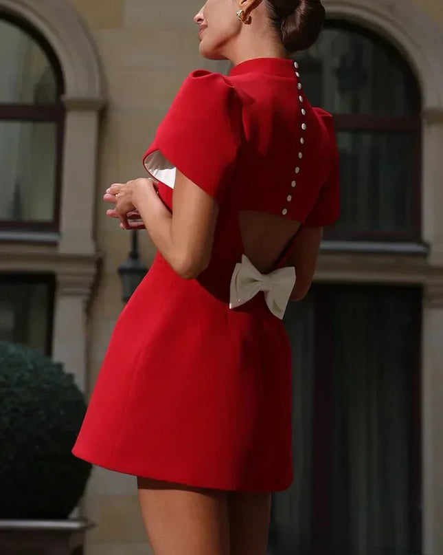 Hanna | Mini Dress with Open Back Bow Detail