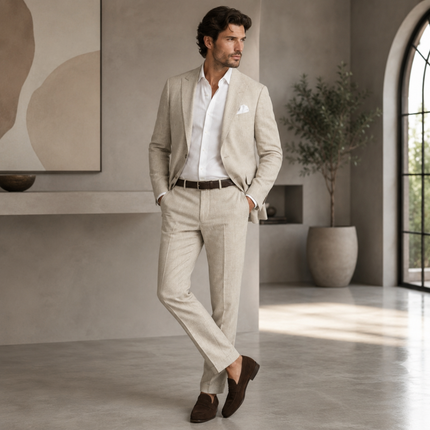 Adrian | Tailored Men's Linen Suit – Slim Fit Two-Piece