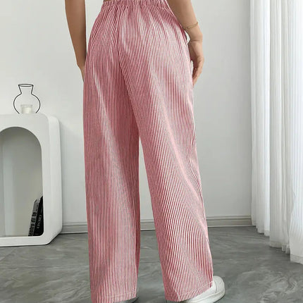 Adrienne | Women's High-Waisted Striped Wide Leg Trousers