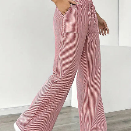 Adrienne | Women's High-Waisted Striped Wide Leg Trousers