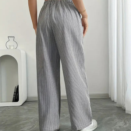 Adrienne | Women's High-Waisted Striped Wide Leg Trousers