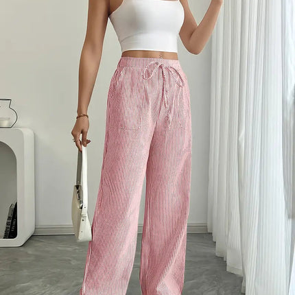 Adrienne | Women's High-Waisted Striped Wide Leg Trousers