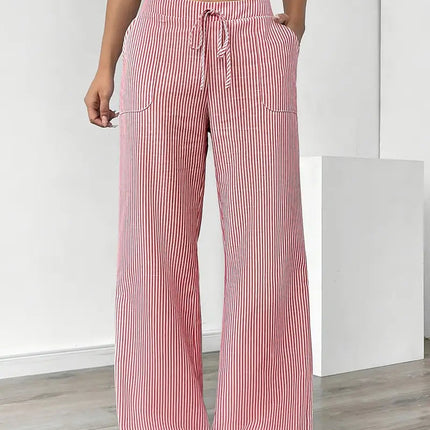 Adrienne | Women's High-Waisted Striped Wide Leg Trousers
