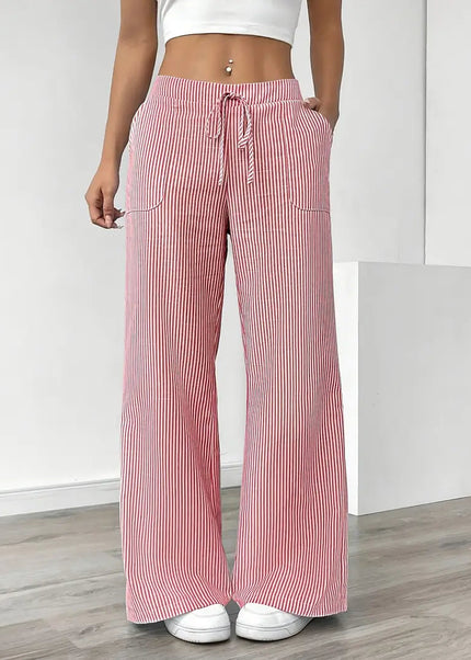 Adrienne | Women's High-Waisted Striped Wide Leg Trousers
