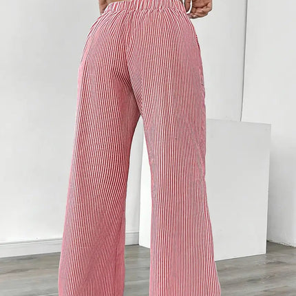Adrienne | Women's High-Waisted Striped Wide Leg Trousers