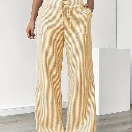 Adrienne | Women's High-Waisted Striped Wide Leg Trousers