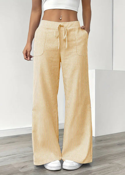 Adrienne | Women's High-Waisted Striped Wide Leg Trousers