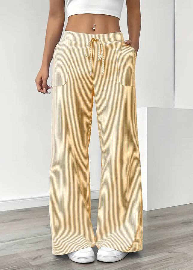 Adrienne | Women's High-Waisted Striped Wide Leg Trousers