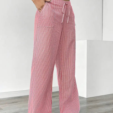 Adrienne | Women's High-Waisted Striped Wide Leg Trousers