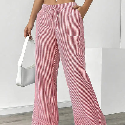 Adrienne | Women's High-Waisted Striped Wide Leg Trousers