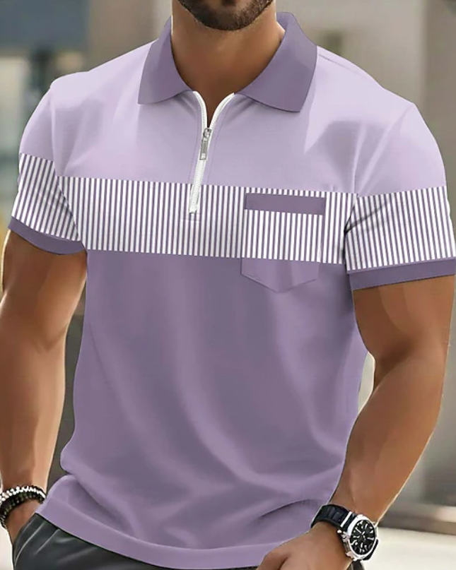 Aldren | Refined Polo T Shirt – Men's Zip Collar Pocket