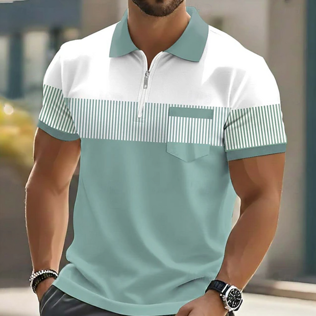 Aldren | Refined Polo T Shirt – Men's Zip Collar Pocket