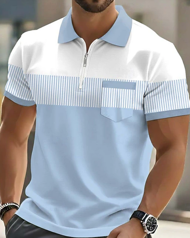 Aldren | Refined Polo T Shirt – Men's Zip Collar Pocket