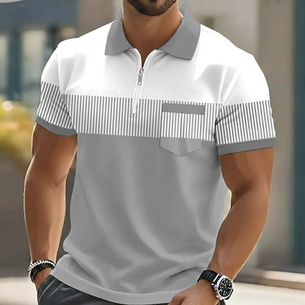 Aldren | Refined Polo T Shirt – Men's Zip Collar Pocket