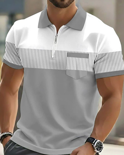 Aldren | Refined Polo T Shirt – Men's Zip Collar Pocket