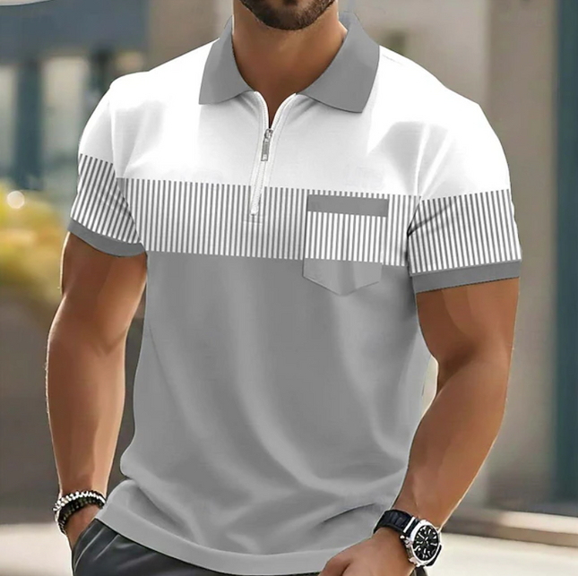 Aldren | Refined Polo T Shirt – Men's Zip Collar Pocket