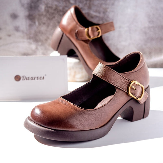 Amelia | Women's Mary Jane Heel Shoes – Round Toe