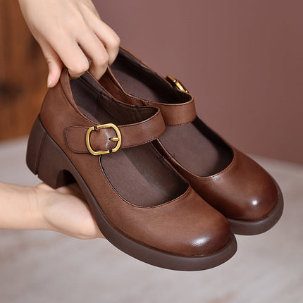 Amelia | Women's Mary Jane Heel Shoes – Round Toe