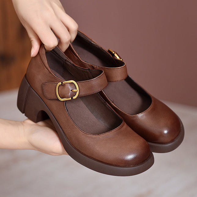Amelia | Women's Mary Jane Heel Shoes – Round Toe