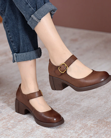 Amelia | Women's Mary Jane Heel Shoes – Round Toe
