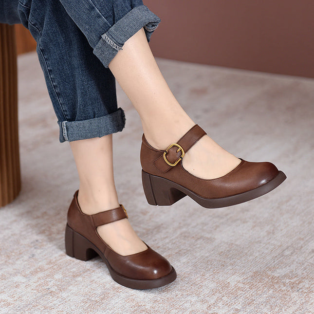 Amelia | Women's Mary Jane Heel Shoes – Round Toe