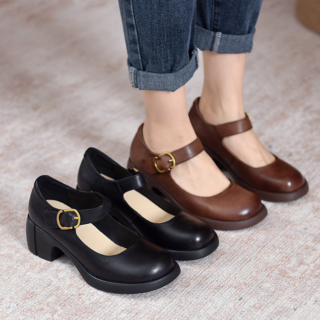 Amelia | Women's Mary Jane Heel Shoes – Round Toe