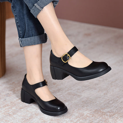 Amelia | Women's Mary Jane Heel Shoes – Round Toe