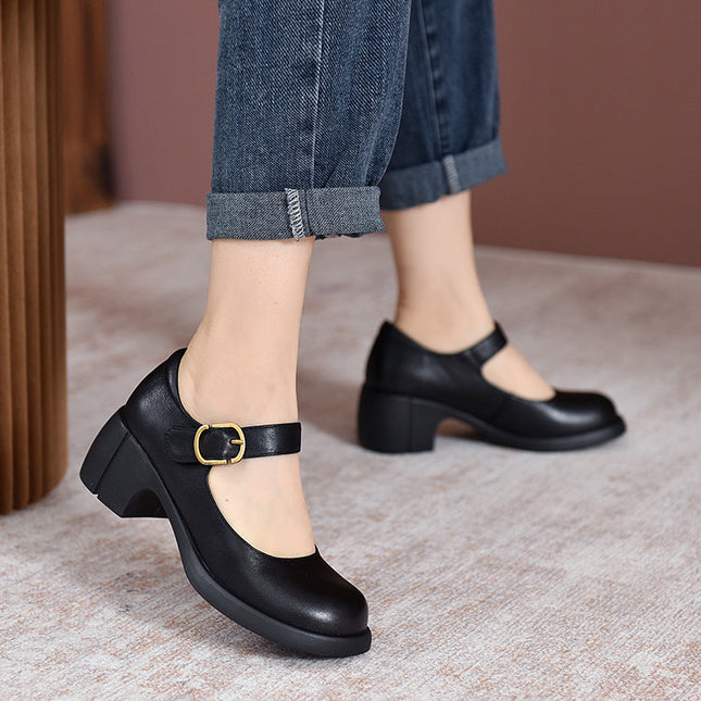Amelia | Women's Mary Jane Heel Shoes – Round Toe